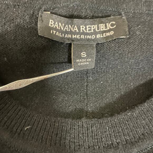 Banana Republic Womens Merino Wool Crewneck Sweater Capsule Luxe Black Small - Picture 6 of 9